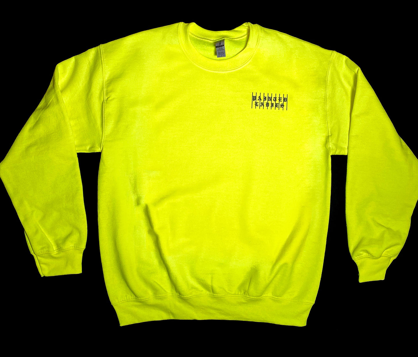 LOCKED UP PAINTED LADY XXXVII. crew neck sweatshirt SAFETY GREEN