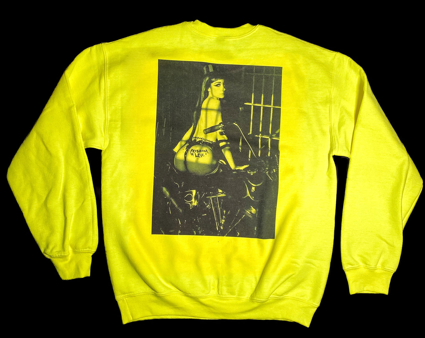 LOCKED UP PAINTED LADY XXXVII. crew neck sweatshirt SAFETY GREEN