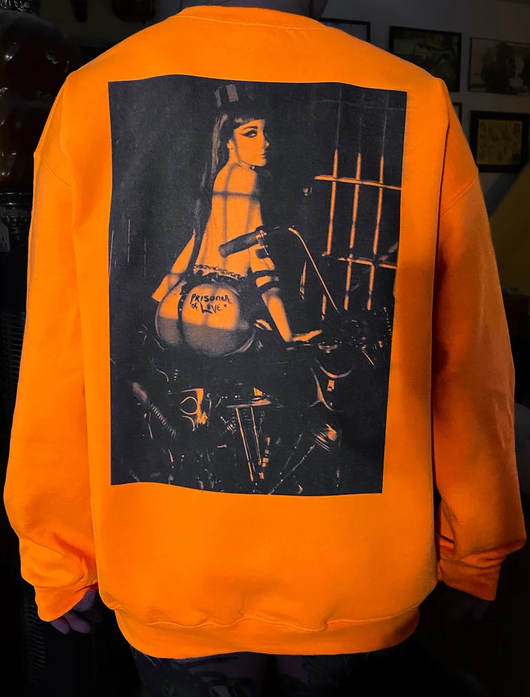 LOCKED UP PAINTED LADY XXXVII. crew neck sweatshirt PRISON ORANGE
